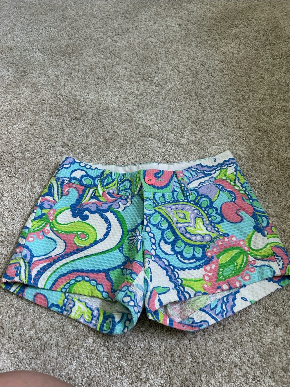 Lilly Pulitzer Blue Green Pink Paisley Stretch Skorts